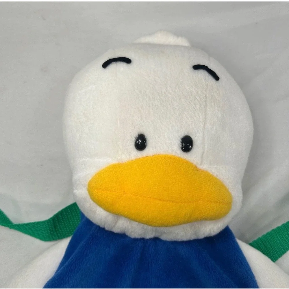 Vintage 1997 Sanrio Pekkle Duck Plush Backpack Blue White Green 90s Collectible